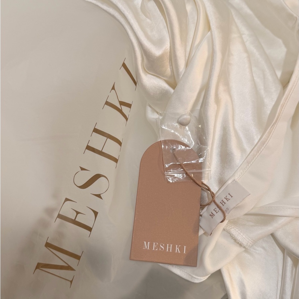 Meshki Halter Neck White Satin Maxi Dress - Picture 4 of 4
